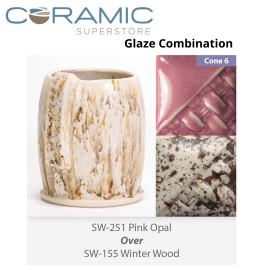 Pink Opal SW-251 over Winter Wood SW-155 Stoneware Combination Pink Opal SW-251 over Winter Wood SW-155 Stoneware Combination